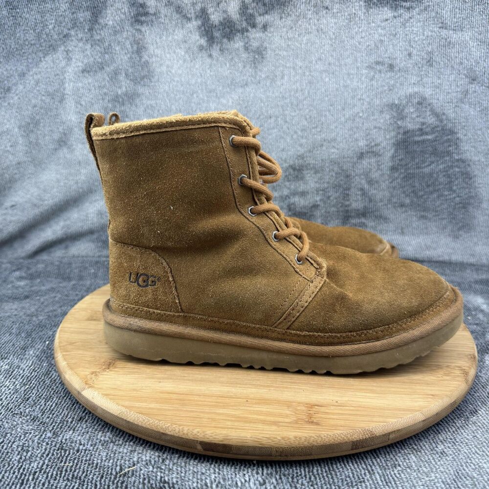 UGG Boots Womens Size 6 Brown Suede Shearling Lined Lace Zip Ankle Booties